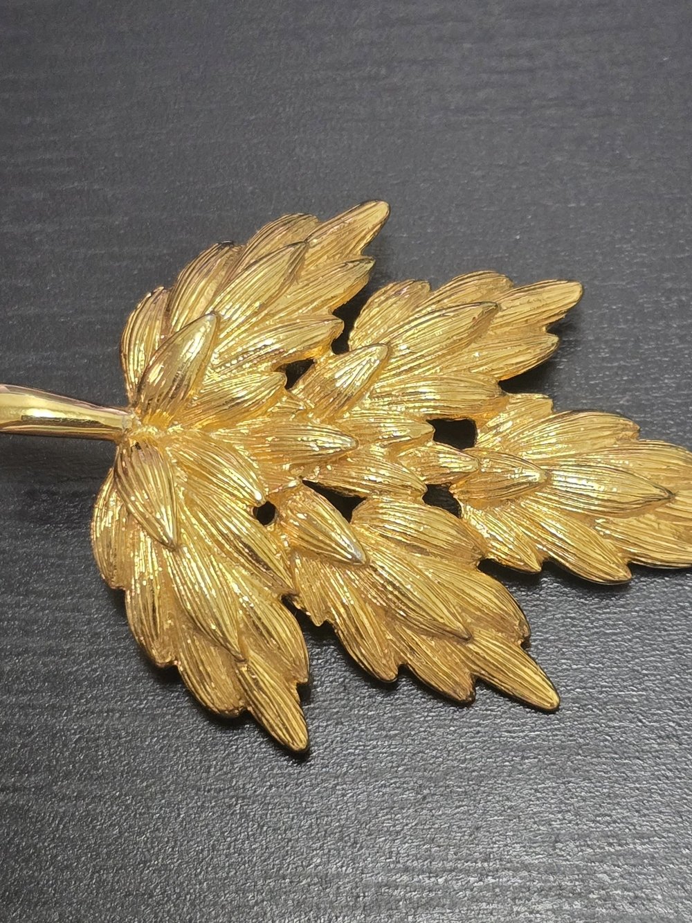 Vintage Napier Leaf Brooch Gold Tone
